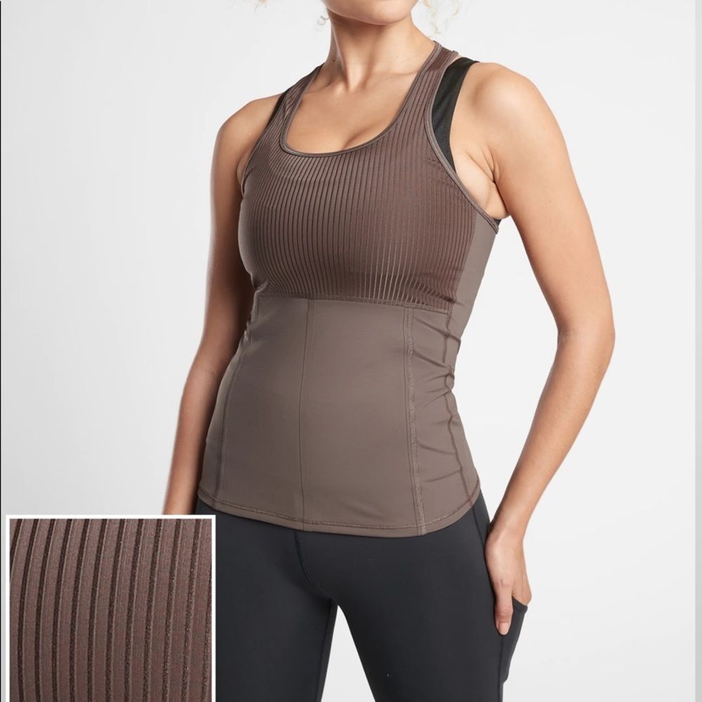 Athleta Brown Ribbed Muscle Tank Top